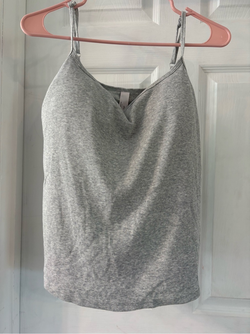 Women’s Grey Ribbed V-Neck Cami Tank Top